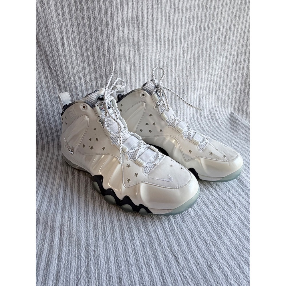 Nike Air Barkley Posite Max USA White Metallic Silver 588527-100 Mens Size 10